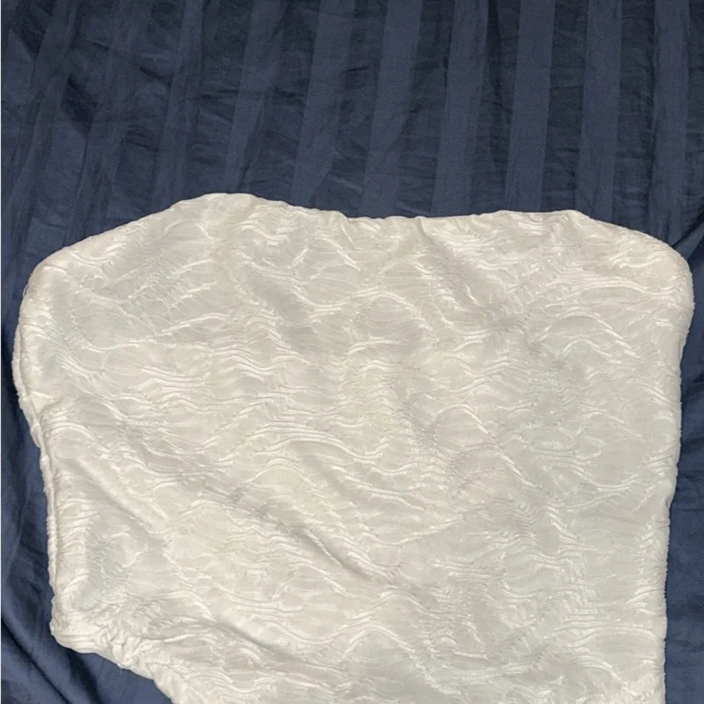 SHEIN White Strapless Tube Top Size M Y2K Summer Basic - Picture 2 of 5